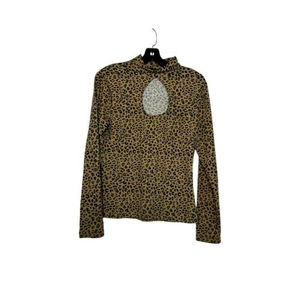 Faded Rose Cheetah Print Large Long sleeve Top With Neck Keyhole.
